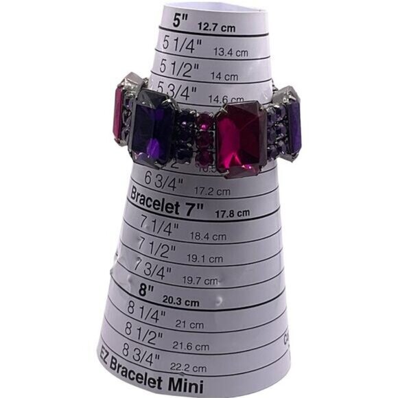 Vintage Inspired Stretch Bracelet Large Pink & Purple Acrylic Gemstones - Picture 2 of 7